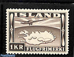 Iceland 1934 1Kr, Stamp Out Of Set, Mint NH, Transport - Aircraft & Aviation - Unused Stamps