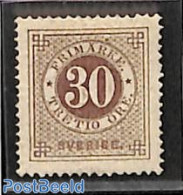 Sweden 1872 30o, Perf. 14, Unused, Regummed, Unused (hinged) - Ungebraucht