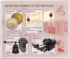 Monaco 2021 25 Years Stamp & Coin Museum S/s, Mint NH, Various - Post - Stamps On Stamps - Money On Stamps - Art - Mus.. - Neufs