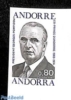 Andorra, French Post 1975 Georges Pompidou 1v, Imperforated, Mint NH, History - French Presidents - Politicians - Unused Stamps