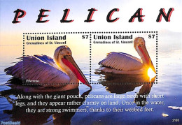 Saint Vincent & The Grenadines 2021 Union Island, Pelican 2v M/s, Mint NH, Nature - Birds - St.-Vincent En De Grenadines