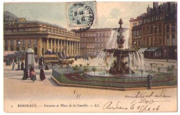 (33) 290, Bordeaux, LL Colorisée 7, Fontaine Et Place De La Comédie, Dos Non Divisé - Bordeaux