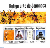 Mozambique 2014 Japanese Art 4v M/s, Mint NH, Nature - Birds - Art - East Asian Art - Handwriting And Autographs - Pai.. - Mosambik