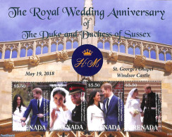 Grenada 2021 Prince Harry & Meghan Wedding 3rd Anniv. 4v M/s, Mint NH, History - Kings & Queens (Royalty) - Case Reali