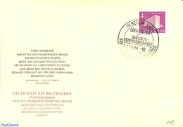 Germany, Berlin 1954 Library 1v, FDC, First Day Cover, Art - Libraries - Other & Unclassified