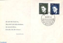 Germany, DDR 1957 Bertolt Brecht 2v, FDC, With Wrong Name: Bertold (folded Cover), First Day Cover, Art - Authors - Briefe U. Dokumente