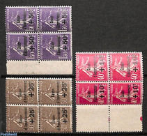 France 1930 Overprints 3v, Blocks Of 4 [+], Mint NH - Nuevos