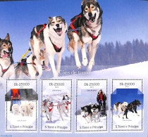 Sao Tome/Principe 2014 Sledge Dogs 4v M/s, Mint NH, Nature - Dogs - São Tomé Und Príncipe