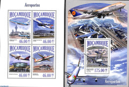 Mozambique 2013 Airports 2 S/s, Mint NH, History - Transport - Netherlands & Dutch - Aircraft & Aviation - Geography