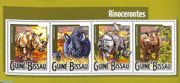 Guinea Bissau 2015 Rhino's 4v M/s, Mint NH, Nature - Rhinoceros - Wild Mammals - Guinea-Bissau