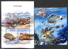 Sao Tome/Principe 2014 Turtles 2 S/s, Mint NH, Nature - Reptiles - Turtles - Sao Tome Et Principe