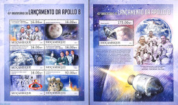 Mozambique 2013 Apollo 8 Launch 2 S/s, Mint NH, Transport - Various - Space Exploration - Globes - Geografia