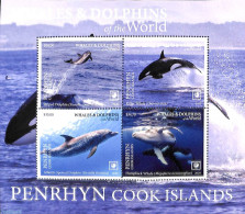 Penrhyn 2020 Whales & Dolphins 4v M/s, Mint NH, Nature - Sea Mammals - Penrhyn