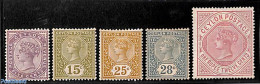 Sri Lanka (Ceylon) 1886 Definitives, Queen Victoria 5v, Unused (hinged) - Sri Lanka (Ceylon) (1948-...)