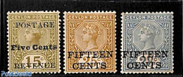 Sri Lanka (Ceylon) 1890 Overprints 3v, Unused (hinged) - Sri Lanka (Ceylan) (1948-...)