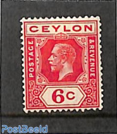 Sri Lanka (Ceylon) 1911 6c, Large C, WM Multiple Crown-CA, Stamp Out Of Set, Unused (hinged) - Sri Lanka (Ceylan) (1948-...)