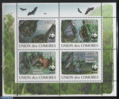 Comoros 2009 WWF, Bats 4v M/s, Mint NH, Nature - Animals (others & Mixed) - Bats - World Wildlife Fund (WWF) - Komoren (1975-...)