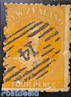 New Zealand 1865 4d, WM Star, Used 14, Used Stamps - Gebruikt