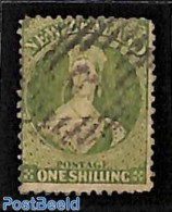 New Zealand 1864 1sh, WM Star, Used, Used Stamps - Gebraucht