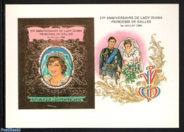 Central Africa 1982 Diana Birthday S/s Gold, Imperforated, Mint NH, History - Charles & Diana - Kings & Queens (Royalty) - Royalties, Royals