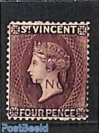 Saint Vincent 1890 5 PENCE On 4d, Stamp Out Of Set, Unused (hinged) - St.Vincent (1979-...)