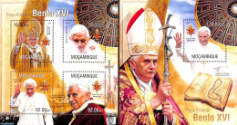 Mozambique 2013 Pope Benedict XVI 2 S/s, Mint NH, Religion - Pope - Religion - Popes