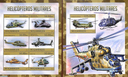 Mozambique 2013 Military Helicopters 2 S/s, Mint NH, History - Transport - Militarism - Helicopters - Militares