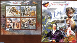 Guinea Bissau 2013 David Livingstone 2 S/s, Mint NH, History - Nature - Explorers - Cat Family - Esploratori