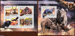 Mozambique 2016 Endangered Animals 2 S/s, Mint NH, Nature - Animals (others & Mixed) - Birds - Birds Of Prey - Monkeys - Mosambik