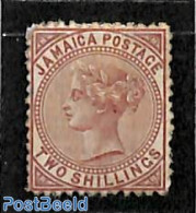 Jamaica 1875 2Sh Redbrown, WM Crown-CC, Queen Victoria, Unused (hinged) - Giamaica (1962-...)