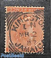 Jamaica 1883 4d, WM Crown-CA, Used KINGSTON, Used Stamps - Jamaica (1962-...)