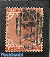 Jamaica 1883 4d, WM Crown-CA, Used A43 (=Gordon Town), Used Stamps - Giamaica (1962-...)