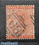 Jamaica 1883 4d, WM Crown-CA, Used A63 (=Pear Tree Grove), Used Stamps - Jamaica (1962-...)