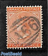 Jamaica 1883 4d, WM CRown-CA, Used A66 (=port Maria), Used Stamps - Jamaique (1962-...)