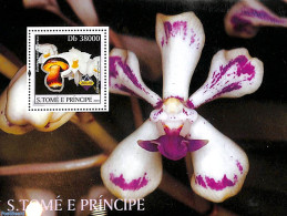 Sao Tome/Principe 2003 Mushrooms, Orchids S/s, Mint NH, Nature - Mushrooms - Orchids - Funghi