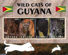 Guyana 2021 Wild Cats 4v M/s, Mint NH, Nature - Cat Family - Guyana (1966-...)