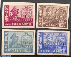 Afghanistan 1951 75 Years UPU 4v Imperforated, Unused (hinged), Stamps On Stamps - U.P.U. - Briefmarken Auf Briefmarken