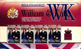 Gambia 2011 William & Kate Royal Engagement M/s, Mint NH, History - Kings & Queens (Royalty) - Royalties, Royals
