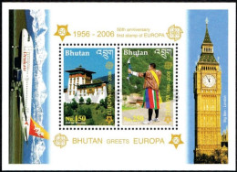 BHUTAN 2006 - MNH - 50th Anniv Of The 1st EUROPA Stamp - Dzong - Archery - Plane - Clock Tower Big Ben - Horloge - Uhr - Gemeinschaftsausgaben