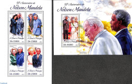 Sao Tome/Principe 2013 Nelson Mandela 2 S/s, Mint NH, History - Kings & Queens (Royalty) - Politicians - Nelson Mandela - Royalties, Royals