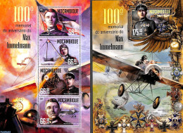 Mozambique 2016 Max  Immelmann 2 S/s, Mint NH, History - Transport - Aircraft & Aviation - World War I - Airplanes