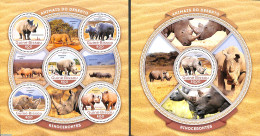 Guinea Bissau 2016 Rhino's 2 S/s, Mint NH, Nature - Animals (others & Mixed) - Rhinoceros - Wild Mammals - Guinée-Bissau