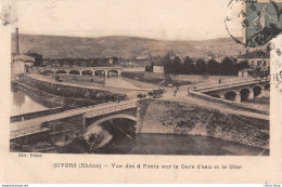 ►GIVORS◄69►CPA◄1918►VUE DES 4 PONTS SUR LA GARE D'EAU ET LE GIER◄►ÉDIT. PIEGAY - Givors