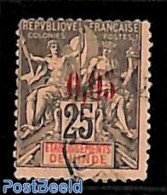 French India 1900 0.05 On 25c, Used, Used Stamps - Gebruikt
