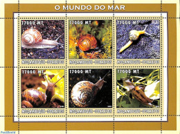 Mozambique 2002 Landsnails 6v M/s, Mint NH, Nature - Animals (others & Mixed) - Shells & Crustaceans - Vita Acquatica