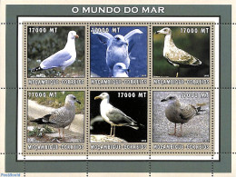 Mozambique 2002 Seagull 6v M/s, Mint NH, Nature - Birds - Mozambique