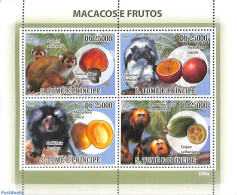 Sao Tome/Principe 2009 Monkeys 4v M/s, Mint NH, Nature - Animals (others & Mixed) - Monkeys - Sao Tome En Principe