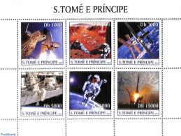 Sao Tome/Principe 2003 Space Exploration 6v M/s, Mint NH, Transport - Space Exploration - Sao Tome En Principe