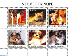 Sao Tome/Principe 2003 Young Dogs And Cats 6v M/s, Mint NH, Nature - Cats - Dogs - Sao Tome Et Principe