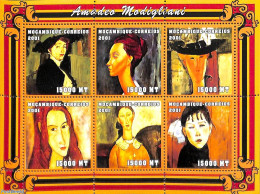 Mozambique 2001 Amadeo Modigliani 6v M/s, Mint NH, Art - Amedeo Modigliani - Modern Art (1850-present) - Paintings - Mosambik